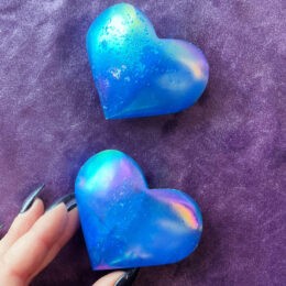 Dark Blue Aura Selenite Heart