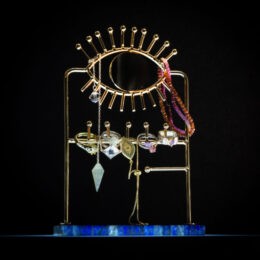 Lapis Lazuli Evil Eye Jewelry Stand With Mirror