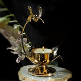 Golden Hummingbird Tea Light Holder
