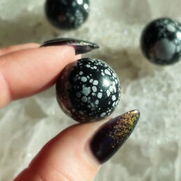 Mini Snowflake Obsidian Sphere