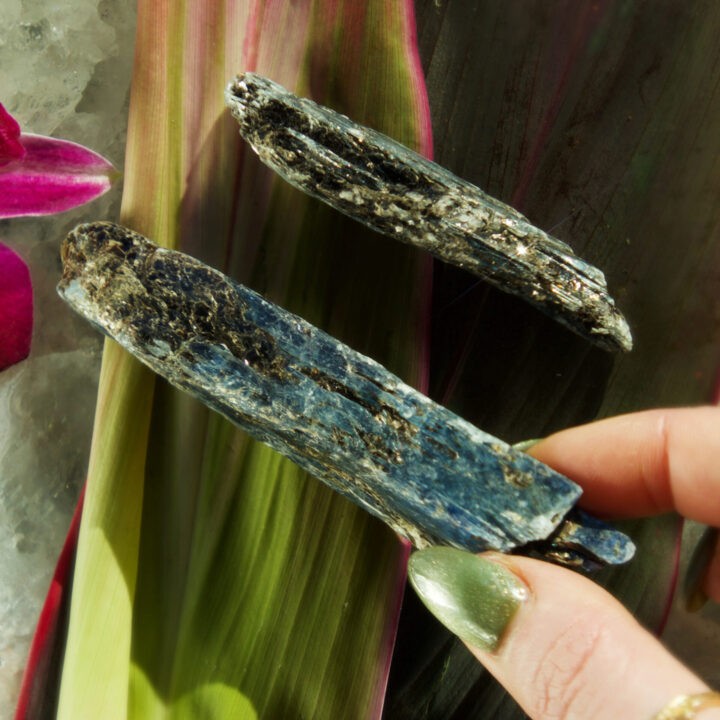 Natural Blue Kyanite with Phlogopite and Black Tourmaline