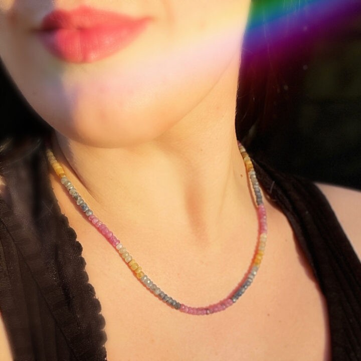 Love and Wisdom Faceted Ruby and Sapphire Necklace