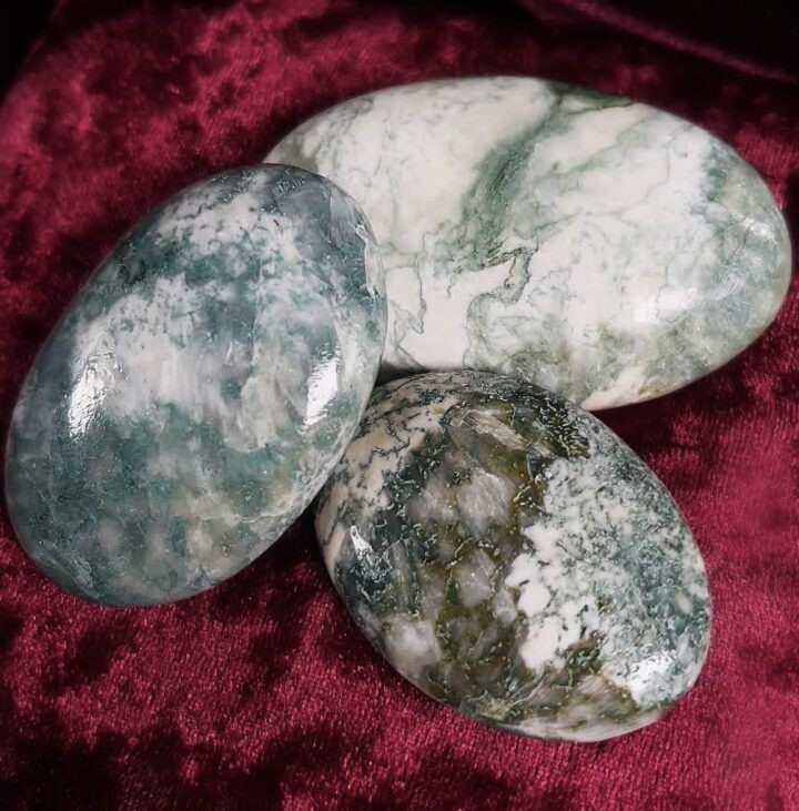 Scolecite with Peach Stilbite and Green Stilbite Palm Stone