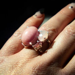 Trio of Love Pink Opal, Pink Tourmaline, and Morganite Ring