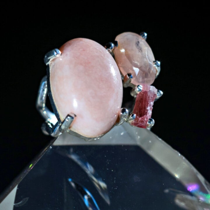 Trio of Love Pink Opal, Pink Tourmaline, and Morganite Ring