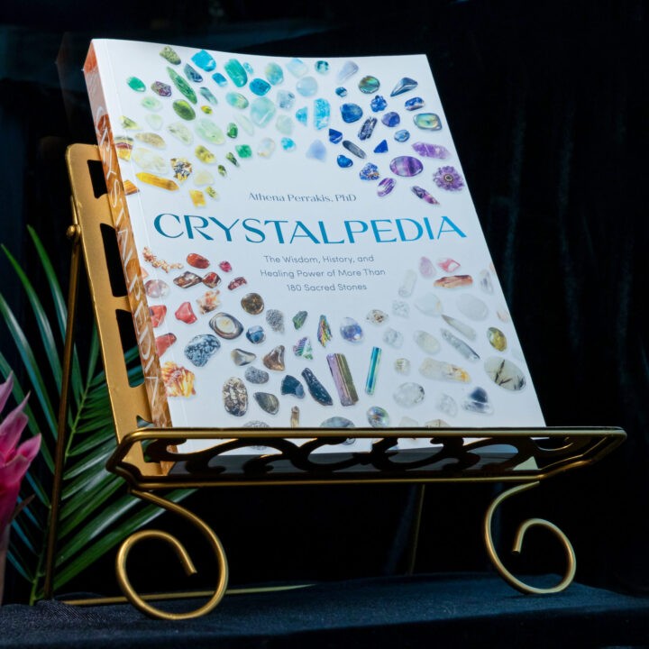 Brass Book Stand with Clear Quartz Cabochon