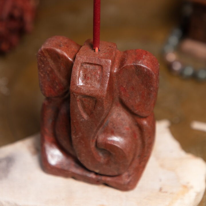 Ganesha Red Jasper Incense Stick Holder