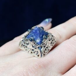 Gemstone Sale: Lapis Lazuli with Blue Sapphire Pyramid Ring