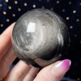 Misfit Minerals: Silver Sheen Obsidian Scrying Sphere
