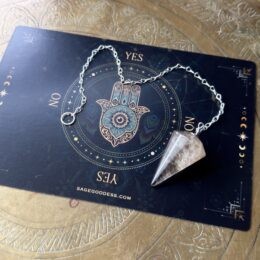 Smoky Quartz Pendulum with Hamsa Divination Card
