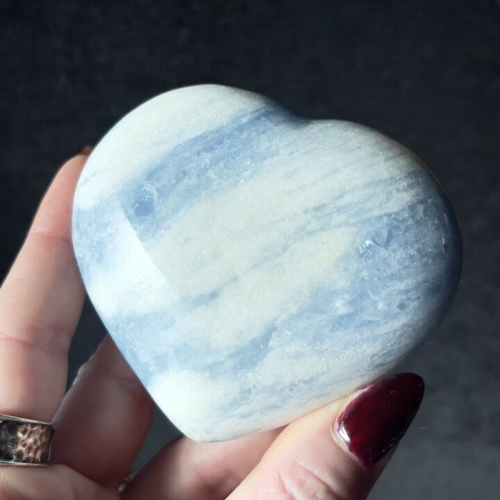Gemstone Sale: Blue and White Calcite Heart