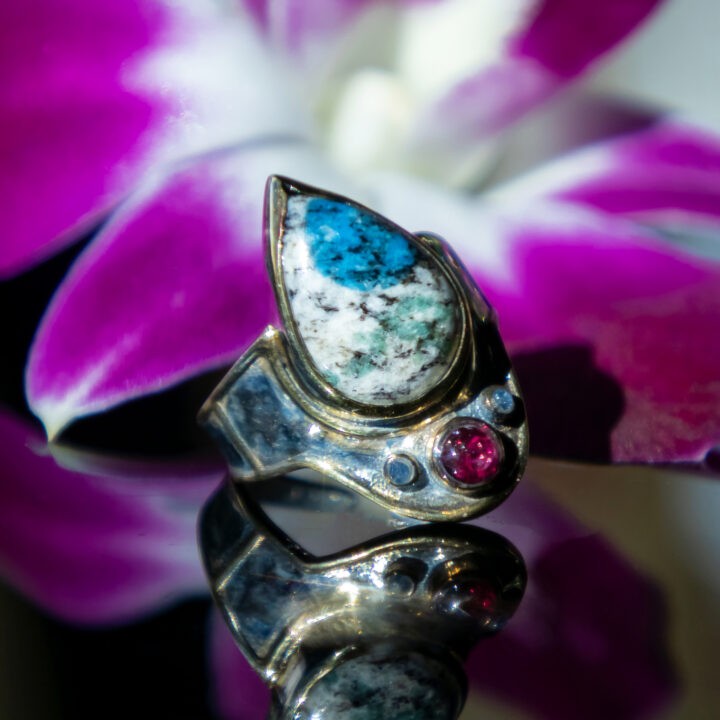 K2 Stone, Rhodolite Garnet & Blue Sapphire Ring