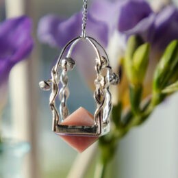 Pink Opal Octahedron Pendulum
