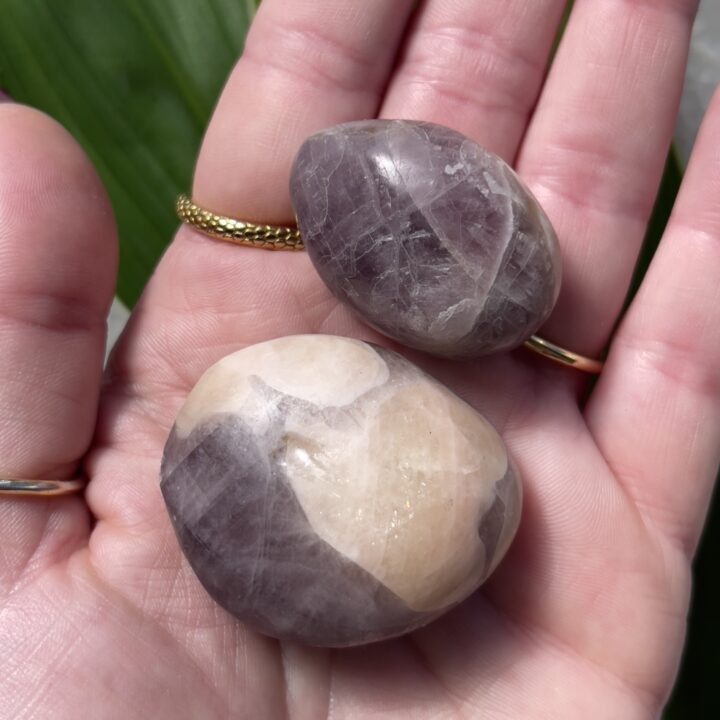 Purple Anhydrite Palm Stone