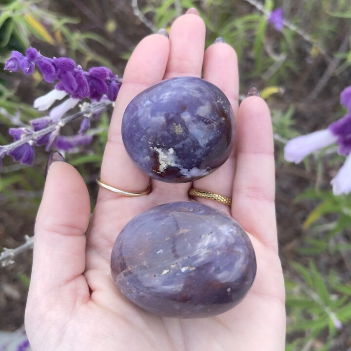 Purple Chalcedony Palm Stone