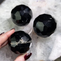 Misfit Minerals: Faceted Black Obsidian Sphere