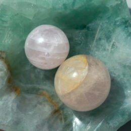 Rose Quartz & Golden Healer Quartz Mini Sphere