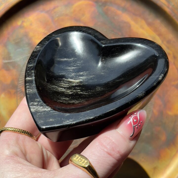 Gemstone Sale: Silver Sheen Obsidian Heart Bowl