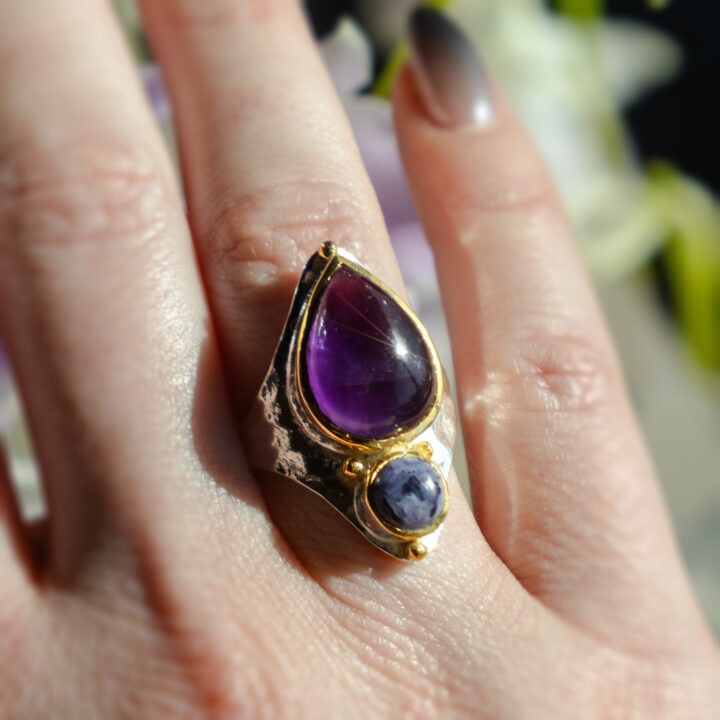 Crown Chakra Amethyst & Tiffany Stone Ring