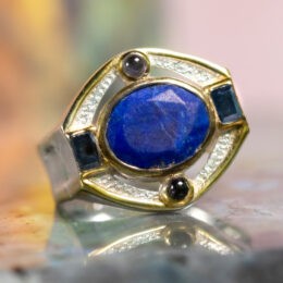 Lapis Lazuli, Blue Sapphire & Iolite Eye Ring