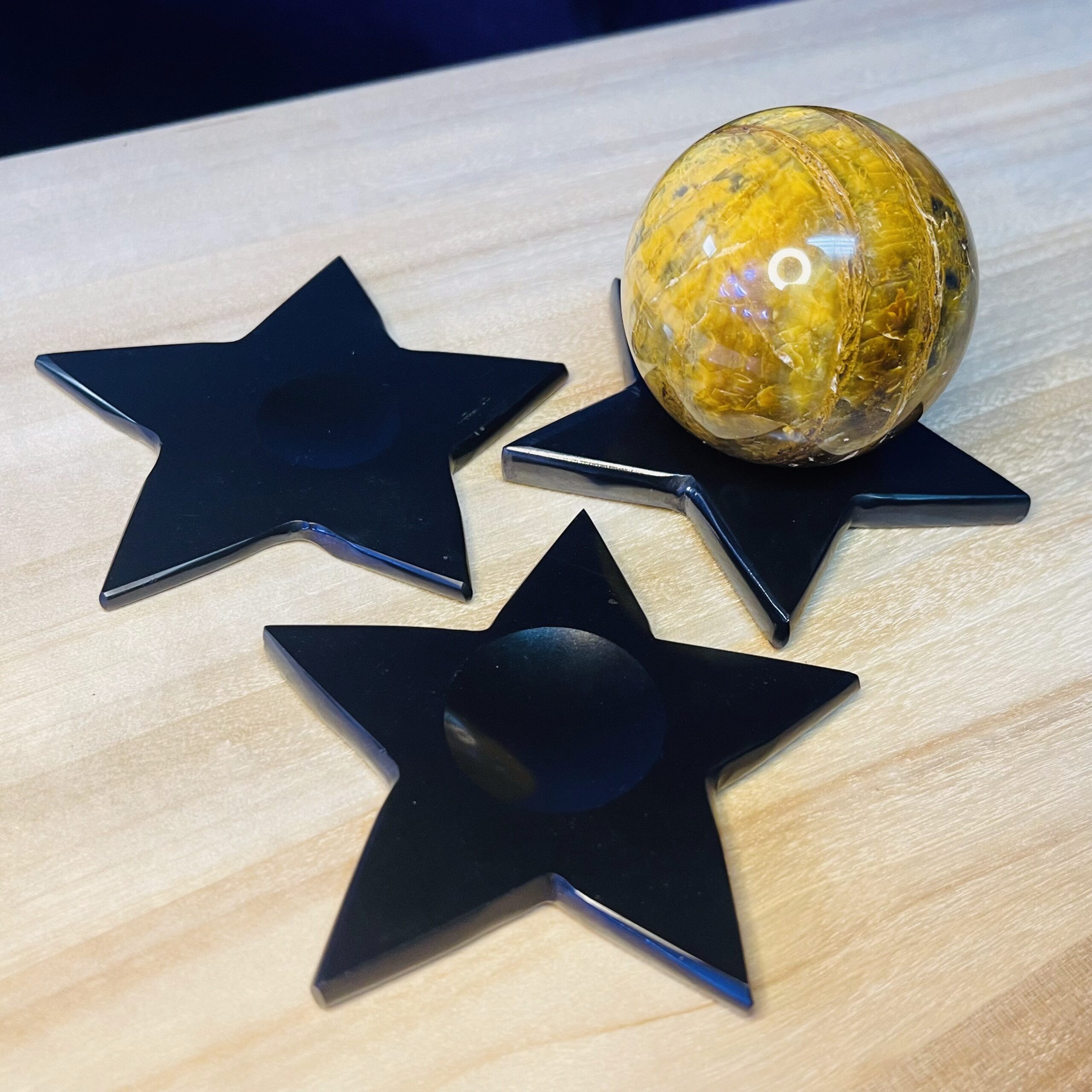 Black Agate Star Sphere Stand